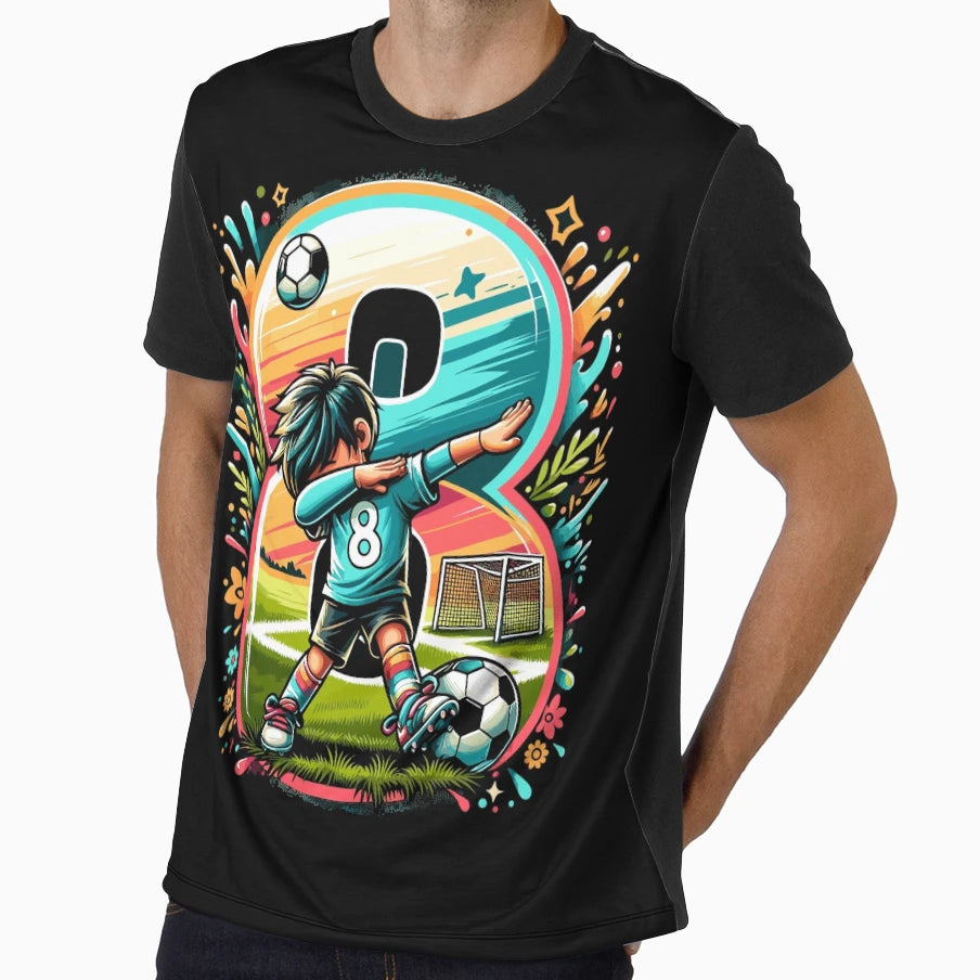 8 Year Old Young Football Birthday T-Shirt - Aesthetic Graphic for Adults - T-Shirt, Sweatshirt, Hoodie
