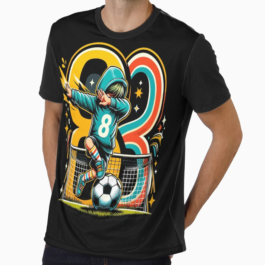 8 Year Old Young Football Birthday T-Shirt - Minimalist Print for Adults - T-Shirt, Sweatshirt, Hoodie