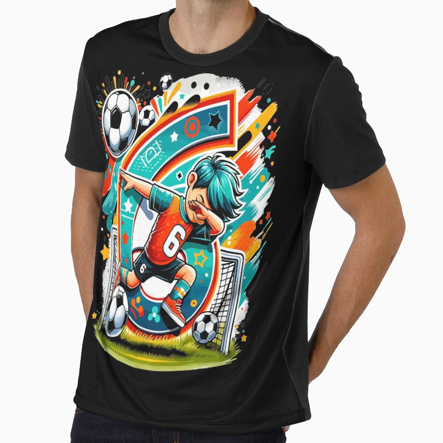 6 Year Old Soccer Birthday T-Shirt - Graphic Print Unisex - T-Shirt, Sweatshirt, Hoodie