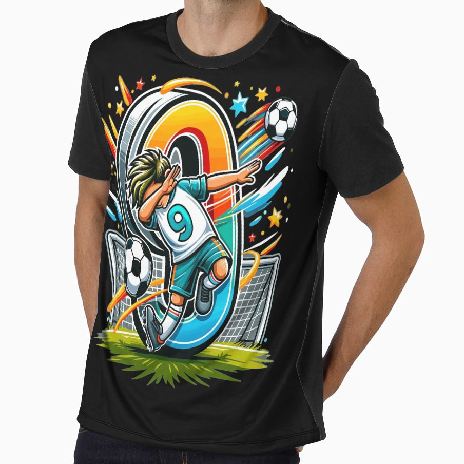 9 Year Old Young Football Birthday T-Shirt - Streetwear Style for Adults - T-Shirt, Sweatshirt, Hoodie