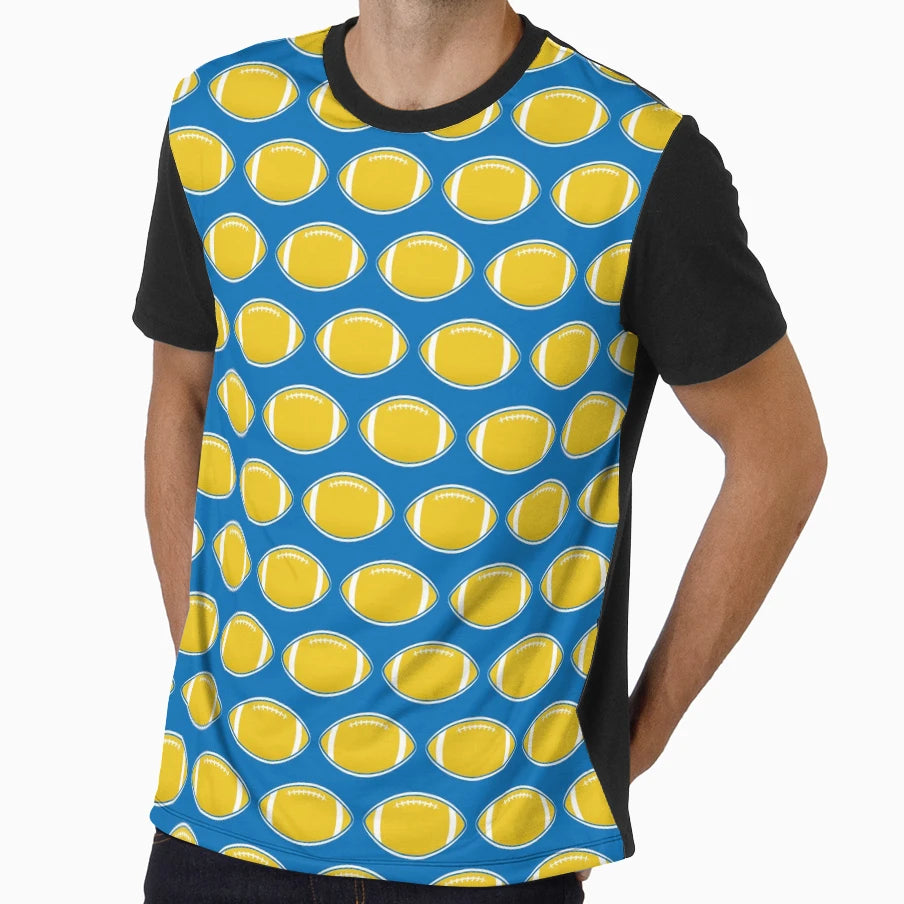 Football Stripe Blue And Yellow Gold T-Shirt - Aesthetic Graphic Men Women - T-Shirt, Sweatshirt, Hoodie