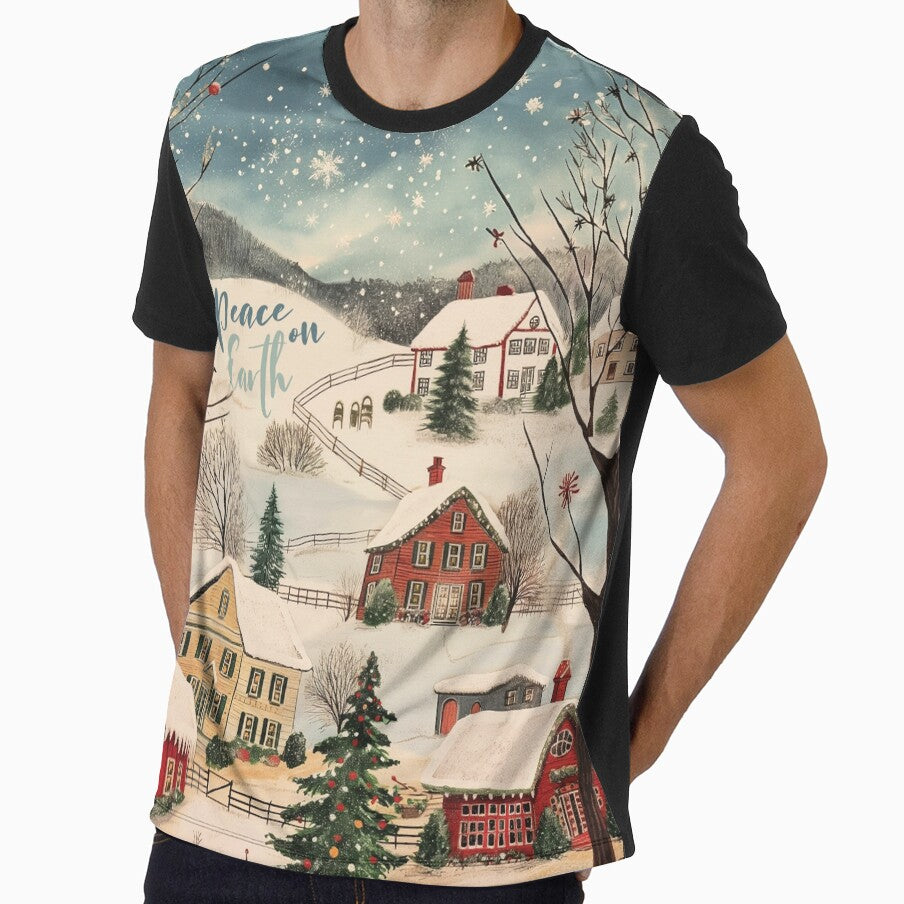 Peace on Earth Winter Country Village by - Adult & Kids T-Shirts, Sweatshirts & Hoodies apparel design preview 1