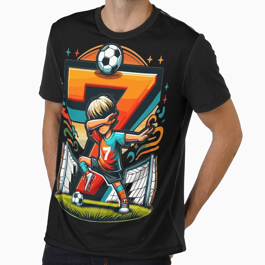 7 Year Old Soccer Birthday T-Shirt - Aesthetic Graphic Unisex - T-Shirt, Sweatshirt, Hoodie