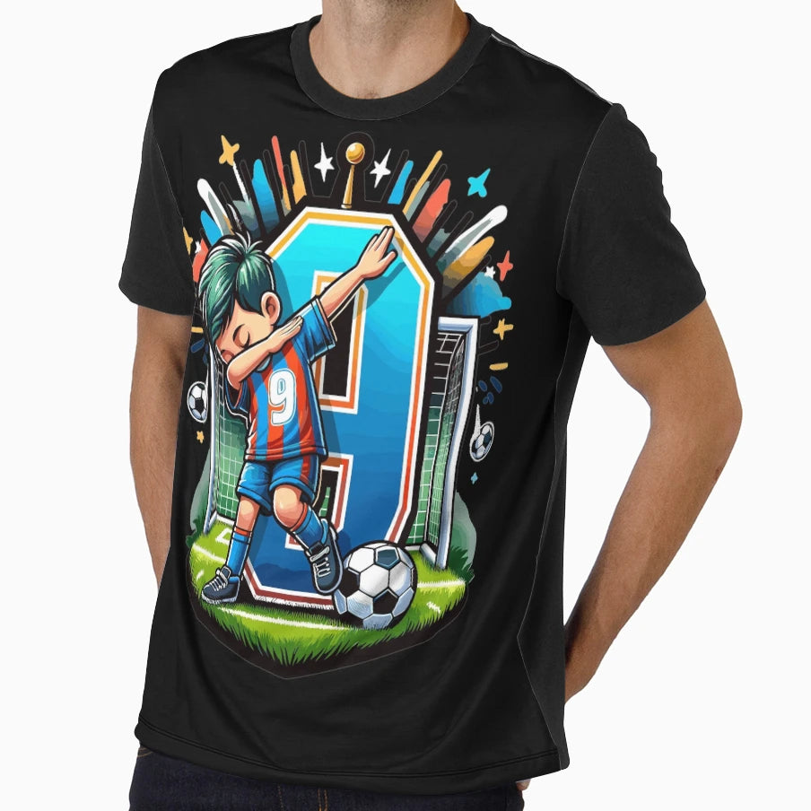 9 Year Old Young Football Birthday T-Shirt - Unique Graphic Men Women - T-Shirt, Sweatshirt, Hoodie