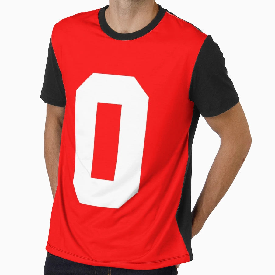 Number 0 Sports Red T-Shirt - Unique Graphic for Adults - T-Shirt, Sweatshirt, Hoodie