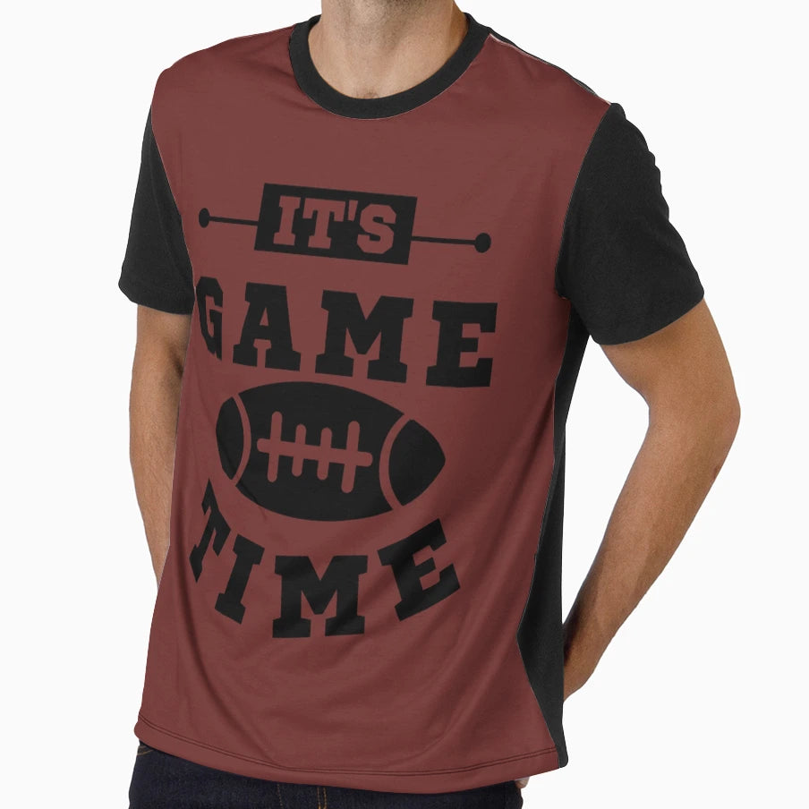 Its Game Time Football Brown T-Shirt - Minimalist Print Men Women - T-Shirt, Sweatshirt, Hoodie