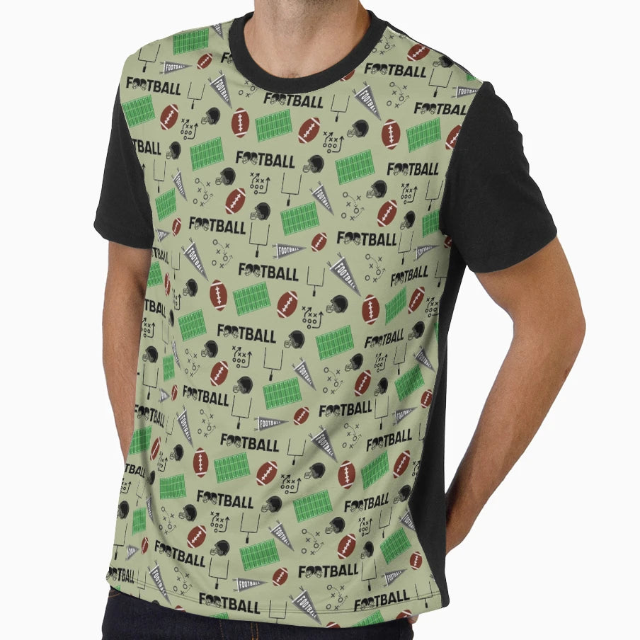 Football Fun Light Olive Green T-Shirt - Trendy Graphic Unisex - T-Shirt, Sweatshirt, Hoodie