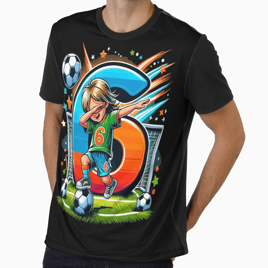 6 Year Old Soccer Birthday T-Shirt - Casual Everyday Wear Unisex - T-Shirt, Sweatshirt, Hoodie