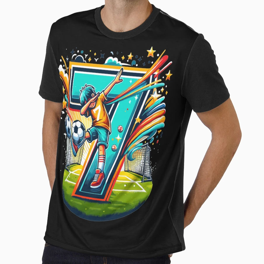 7 Year Old Soccer Birthday T-Shirt - Trendy Graphic Unisex - T-Shirt, Sweatshirt, Hoodie