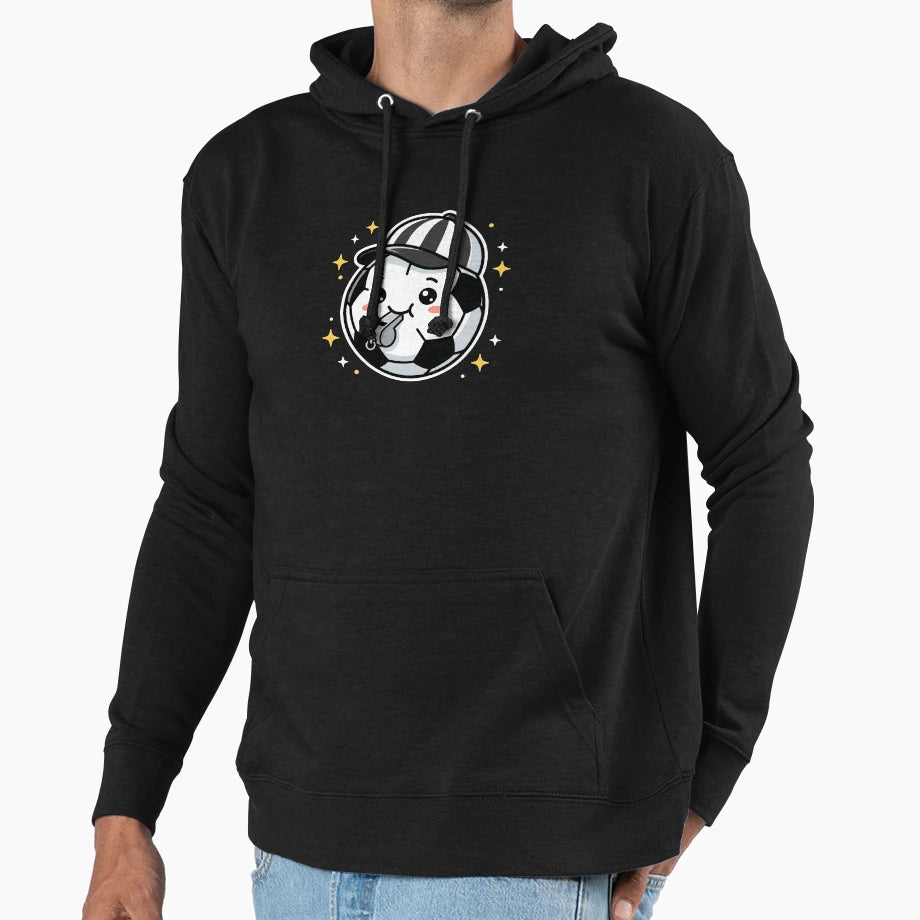 Kawaii Soccer Ball Referee Whistle Hoodie - Unique Graphic for Adults - T-Shirt, Sweatshirt, Hoodie