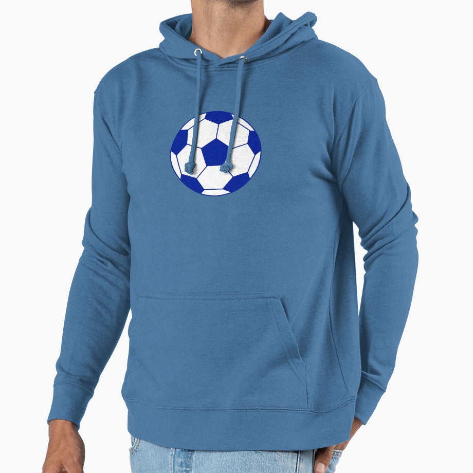 Soccer Ball Blue Hoodie - Novelty Apparel for Adults - T-Shirt, Sweatshirt, Hoodie