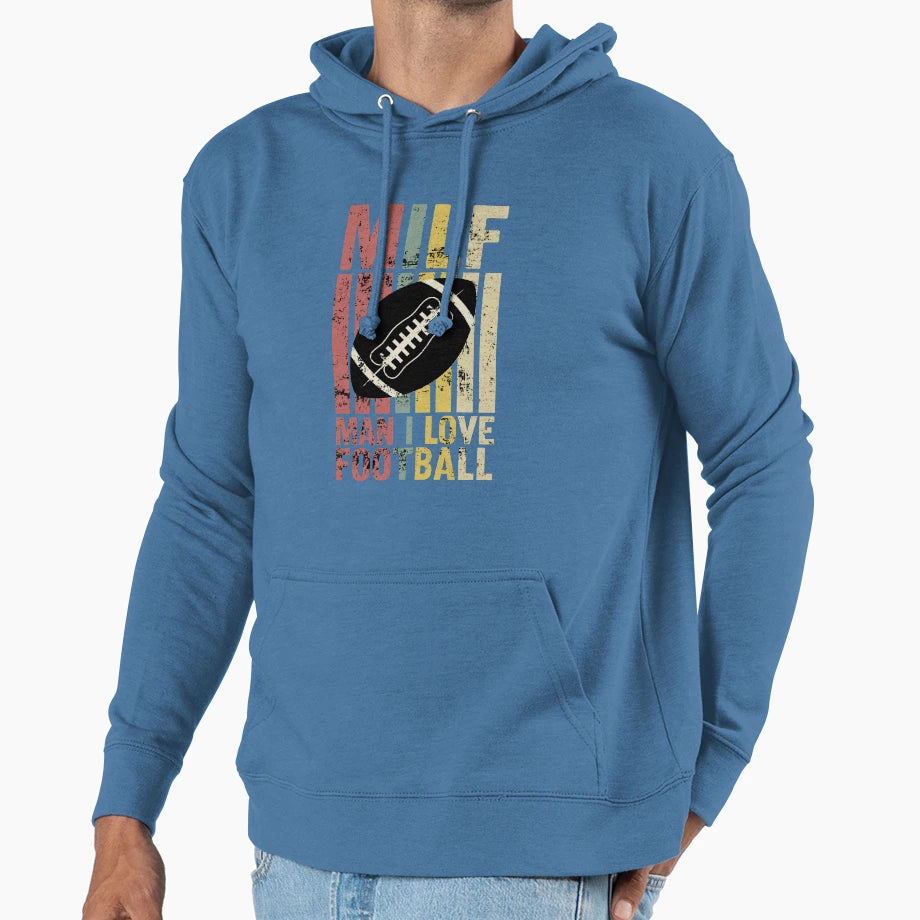 Milf I Love Football Hoodie - Minimalist Print Unisex - T-Shirt, Sweatshirt, Hoodie
