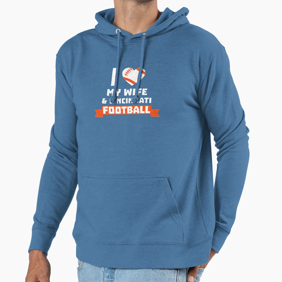 I Love Wife Cincinnati Football Hoodie - Fun Novelty Design for Adults - T-Shirt, Sweatshirt, Hoodie