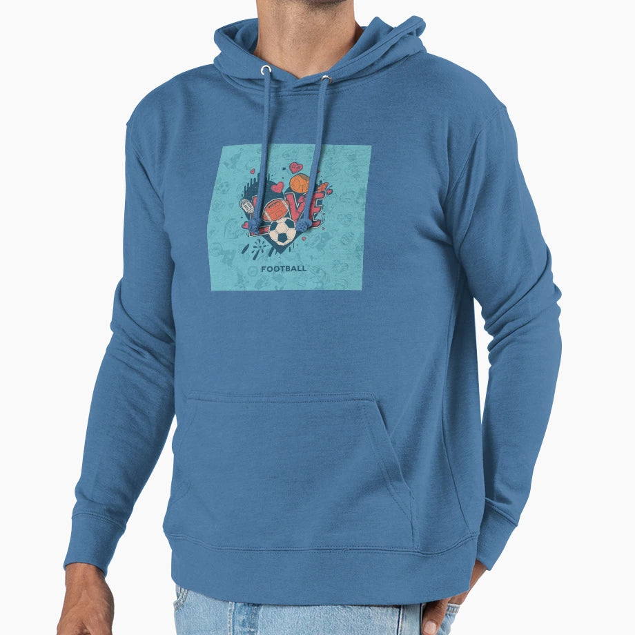 Love Football Hoodie - Custom Art Print Men Women - T-Shirt, Sweatshirt, Hoodie