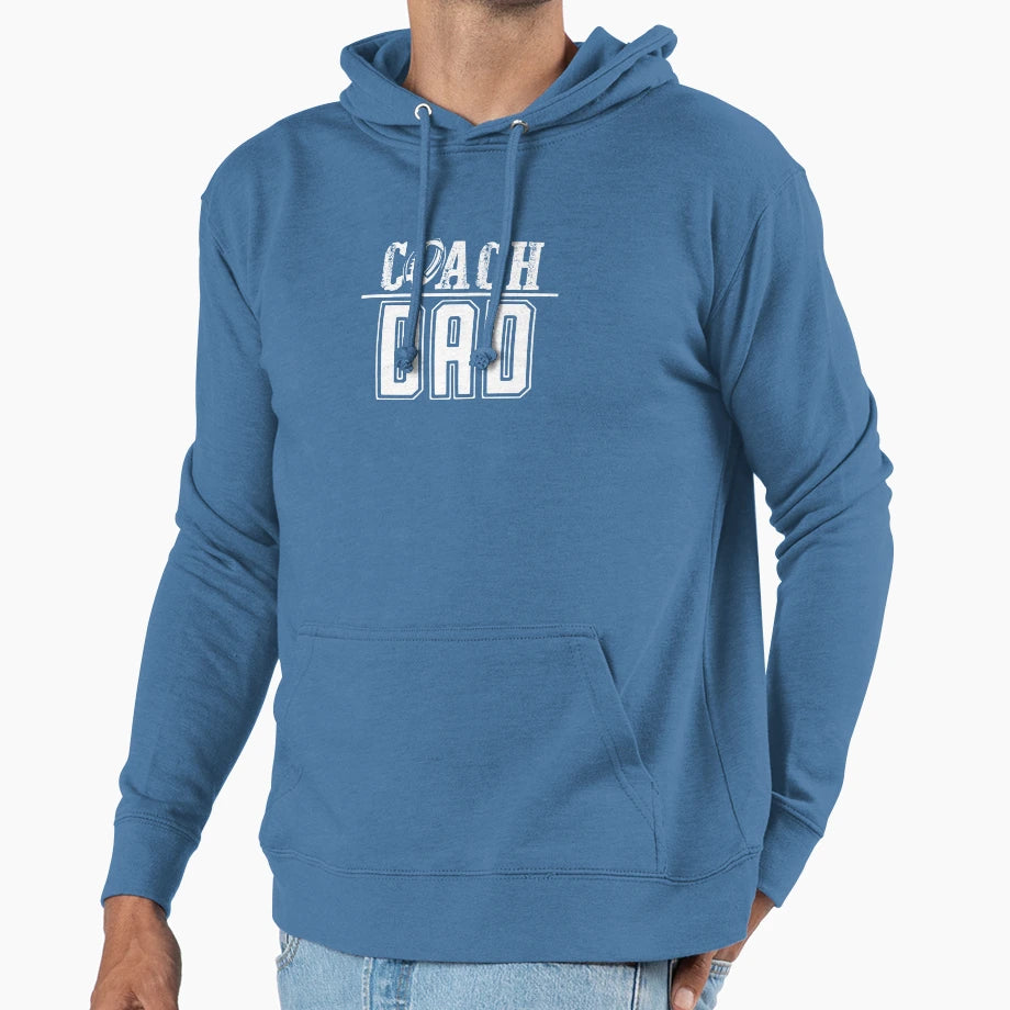 Coach Dad White Hoodie - Fun Novelty Design for Adults - T-Shirt, Sweatshirt, Hoodie