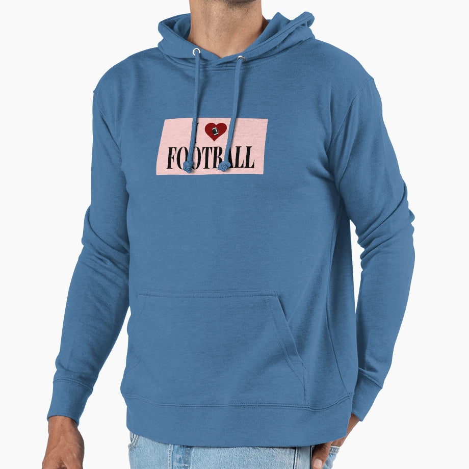 I Heart Football Hoodie - Fun Novelty Design for Adults - T-Shirt, Sweatshirt, Hoodie