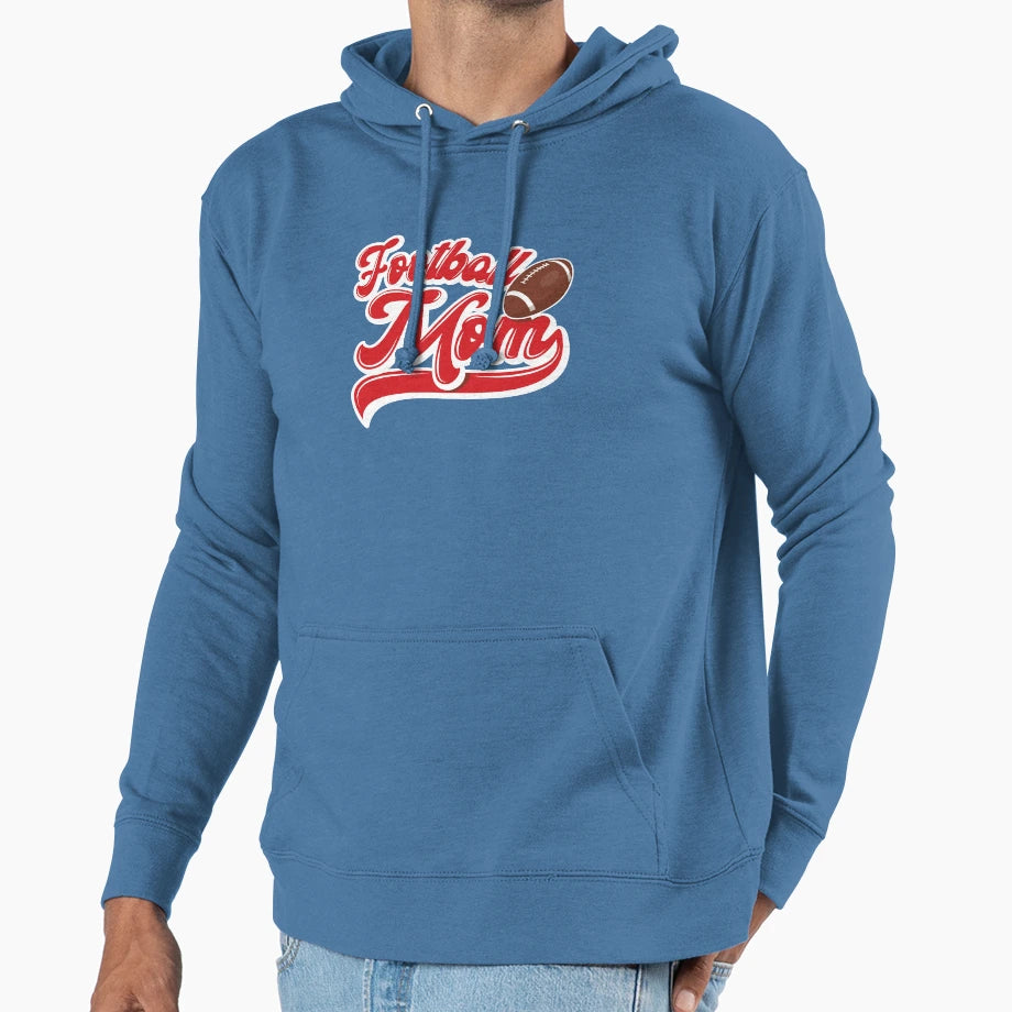 Football Mom Red And Blue Hoodie - Aesthetic Graphic Unisex - T-Shirt, Sweatshirt, Hoodie