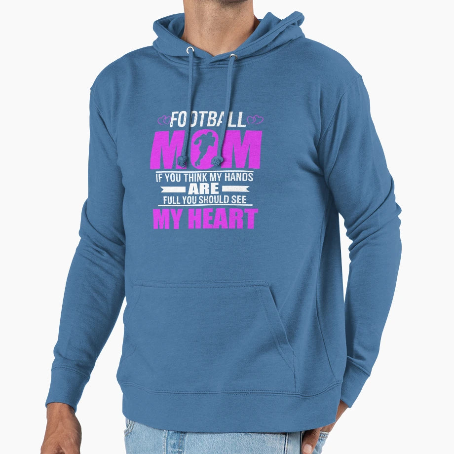 Football Moms Full Heart Mothers Day T-Shirt - Custom Art Print Men Women - T-Shirt, Sweatshirt, Hoodie
