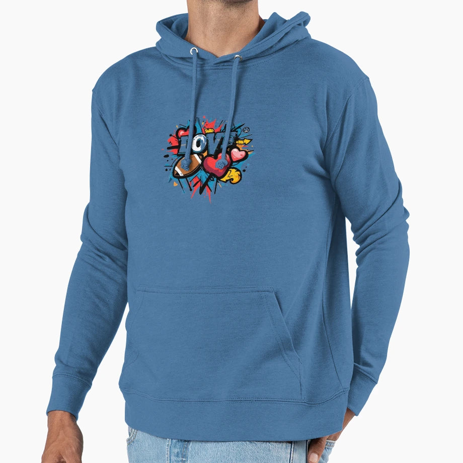 Love Football Hoodie - Custom Art Print Men Women - T-Shirt, Sweatshirt, Hoodie