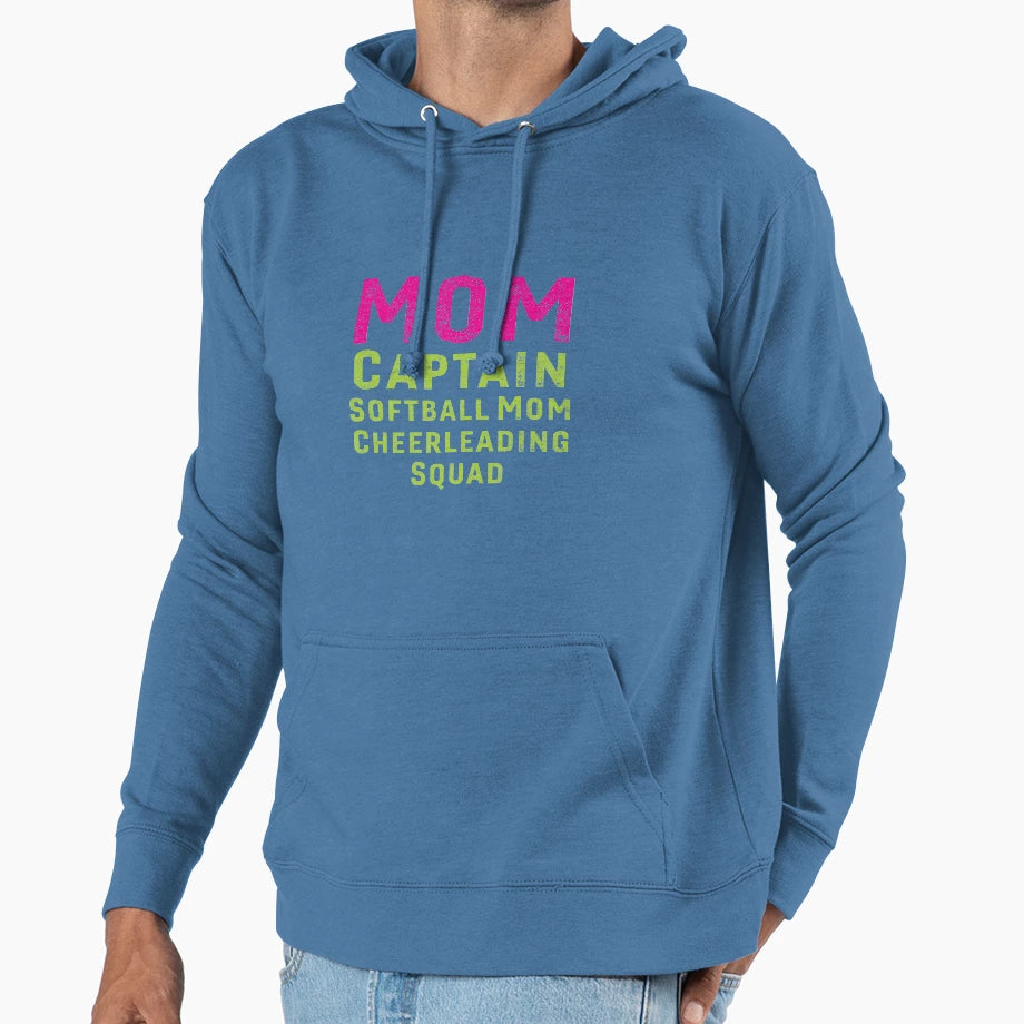 Mom Softball Cheerleading Funny Hoodie - Custom Art Print Men Women - T-Shirt, Sweatshirt, Hoodie