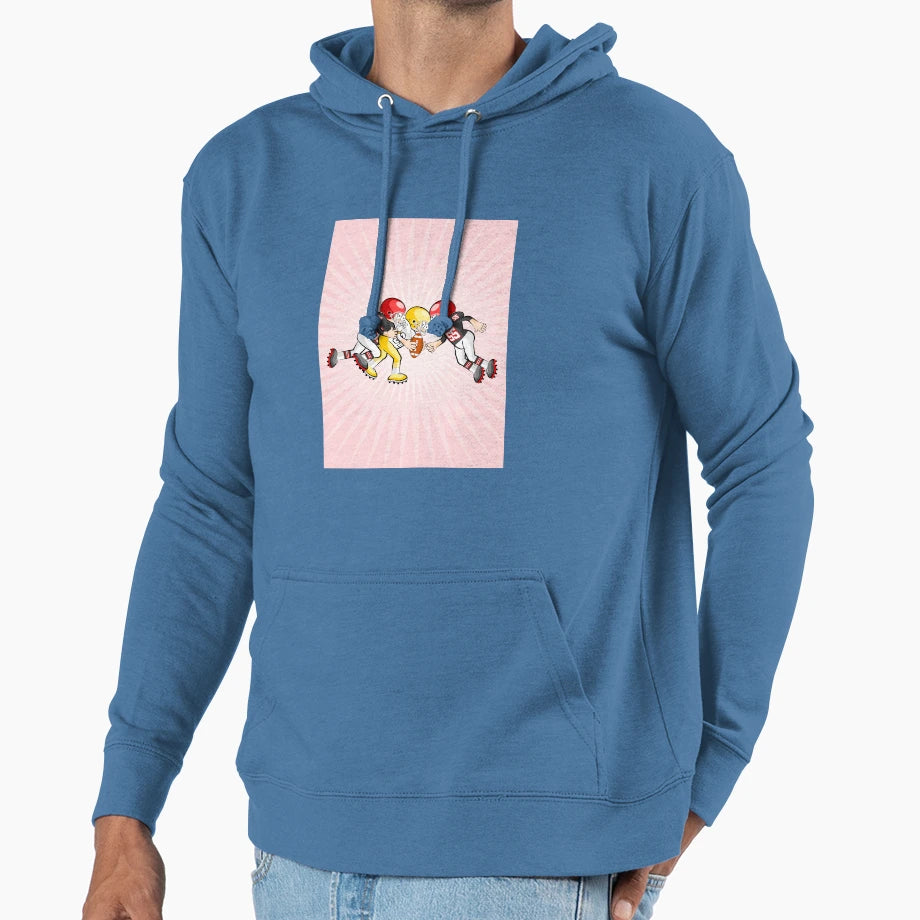 Three American Football Players Action Hoodie - Minimalist Print Unisex - T-Shirt, Sweatshirt, Hoodie