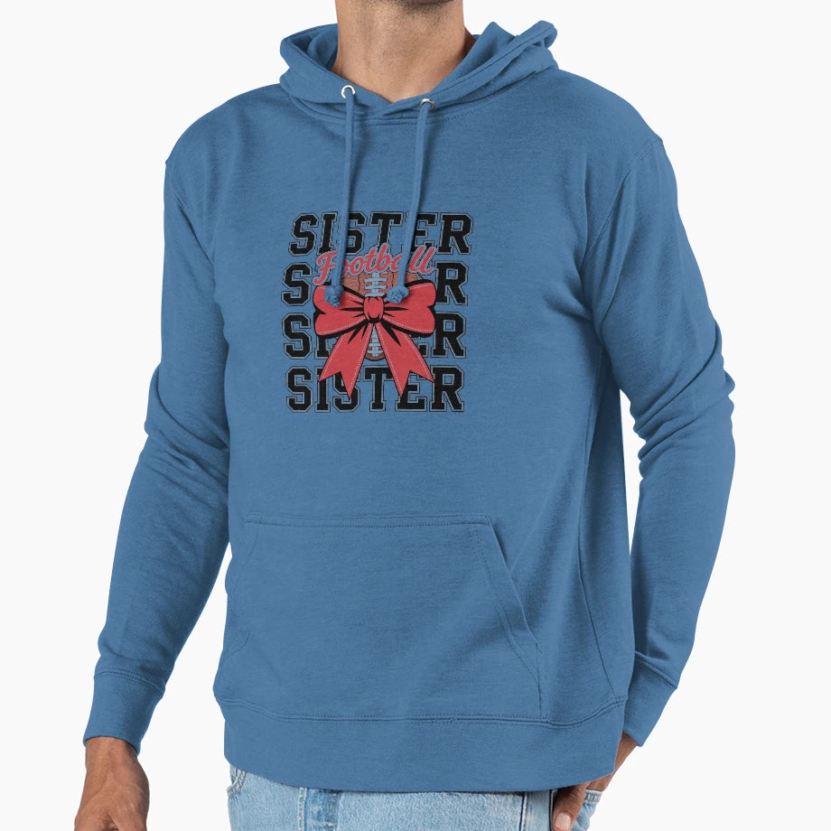 Football Sister Coquette Bow Teen Game Hoodie - Custom Art Print Men Women - T-Shirt, Sweatshirt, Hoodie