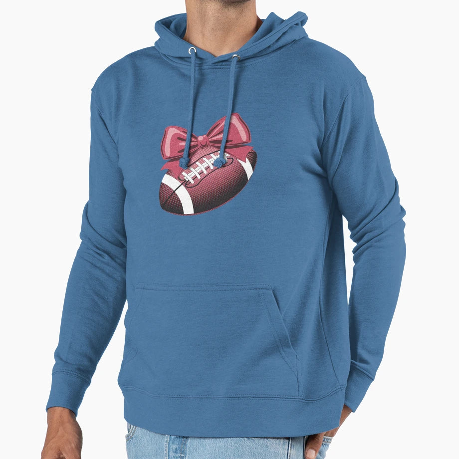 Coquette Bow American Football Game Hoodie - Streetwear Style for Adults - T-Shirt, Sweatshirt, Hoodie