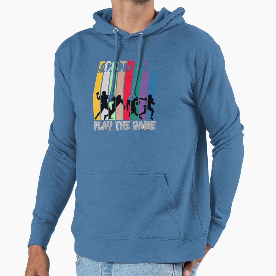 American Football Theme Play Game Hoodie - Graphic Print for Adults - T-Shirt, Sweatshirt, Hoodie