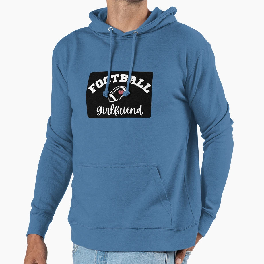 Football Girlfriend Heart Hoodie - Unique Graphic for Adults - T-Shirt, Sweatshirt, Hoodie