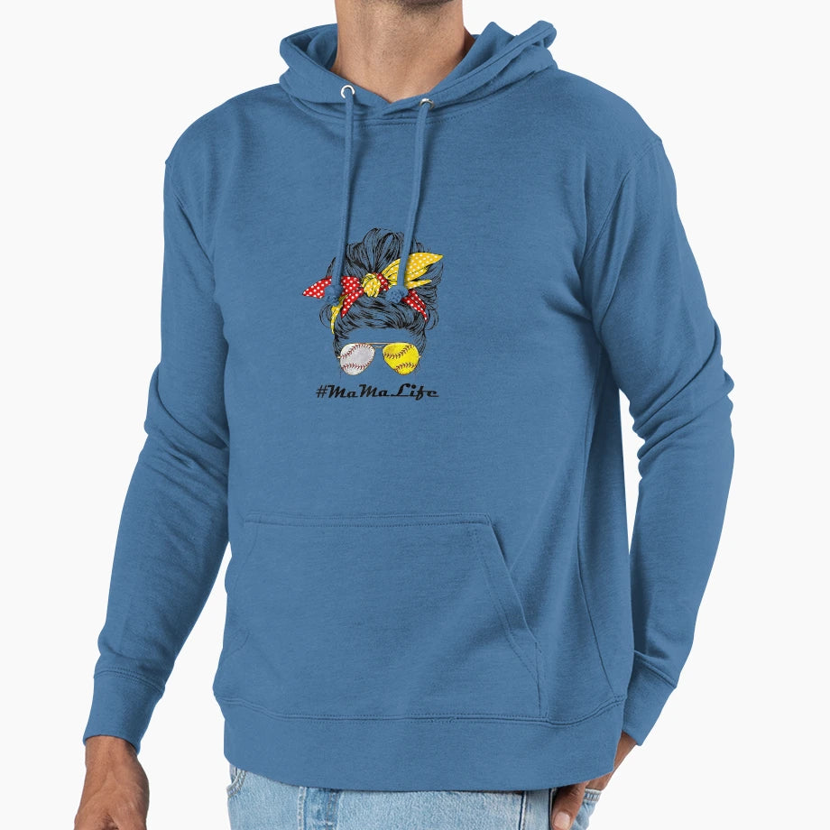 Mom Life Softball Hoodie - Custom Art Print Unisex - T-Shirt, Sweatshirt, Hoodie