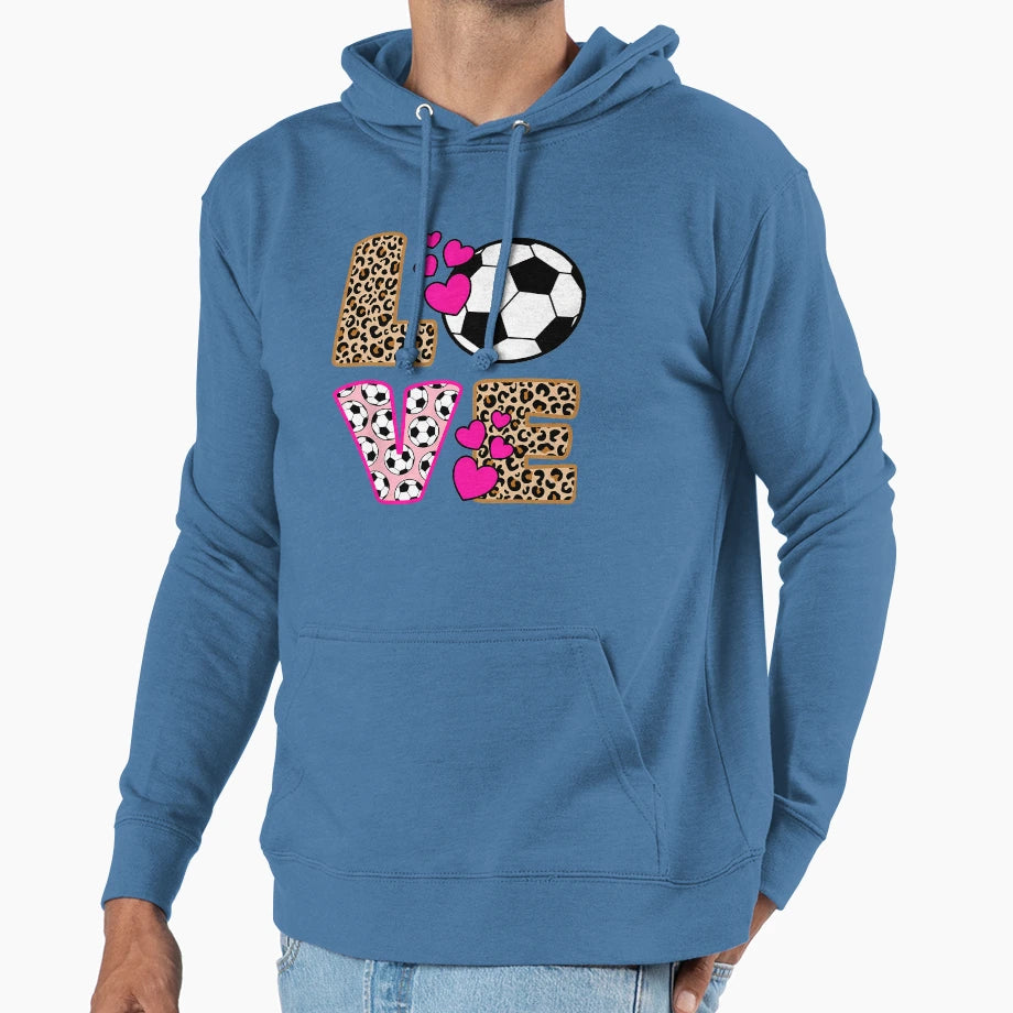 Love Soccer Leopard Soccer Hoodie - Minimalist Print Men Women - T-Shirt, Sweatshirt, Hoodie