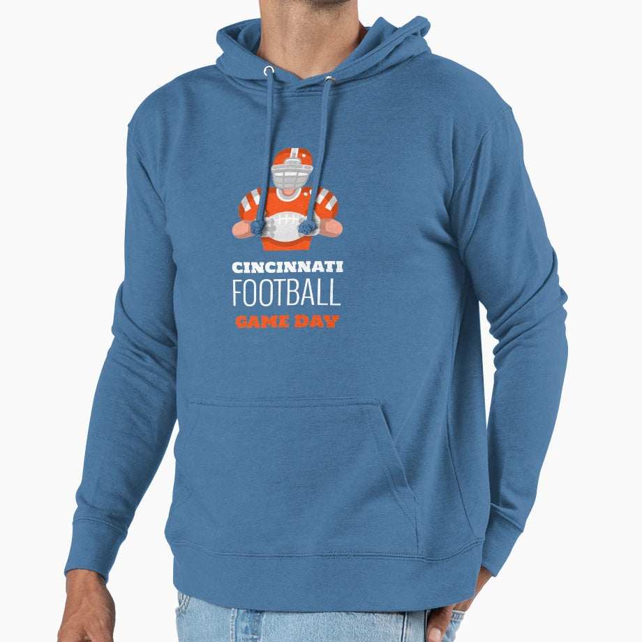Cincinnati Football Game Day Hoodie - Casual Everyday Wear Unisex - T-Shirt, Sweatshirt, Hoodie