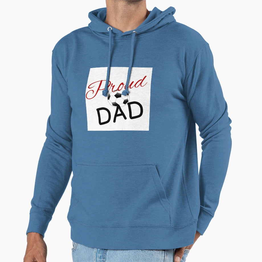 Proud Soccer Dad Hoodie - Minimalist Print Unisex - T-Shirt, Sweatshirt, Hoodie
