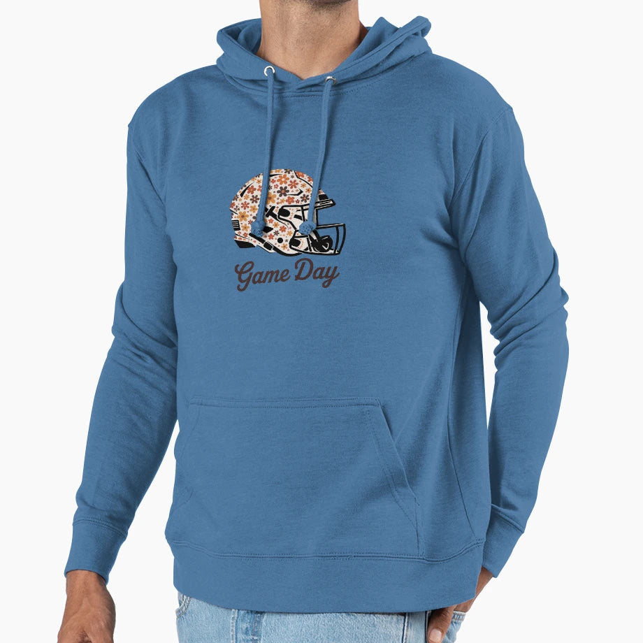 Floral Football Helmet Football Game Day Hoodie - Minimalist Print Unisex - T-Shirt, Sweatshirt, Hoodie