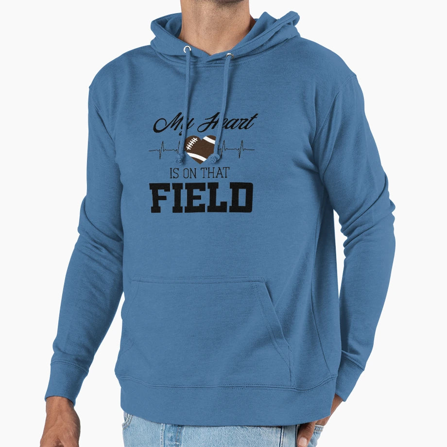 My Heart Is That Field Football Mom Hoodie - Unique Graphic Men Women - T-Shirt, Sweatshirt, Hoodie