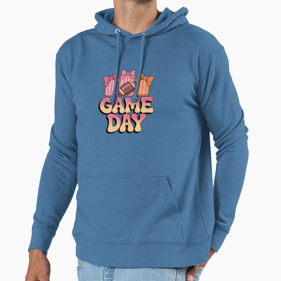 Football Game Day Coquette Bow Hoodie - Custom Art Print Men Women - T-Shirt, Sweatshirt, Hoodie