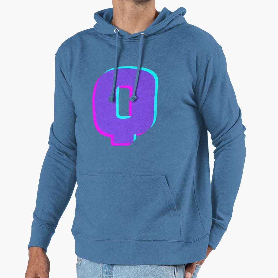 Alphabet Q Purple Q Three Dimensional Hoodie - Custom Art Print for Adults - T-Shirt, Sweatshirt, Hoodie