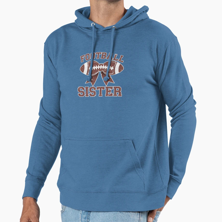 Football Sister Coquette Bow American Hoodie - Aesthetic Graphic Unisex - T-Shirt, Sweatshirt, Hoodie