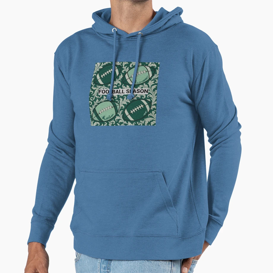 Football Season Baroque Hoodie - Fun Novelty Design for Adults - T-Shirt, Sweatshirt, Hoodie