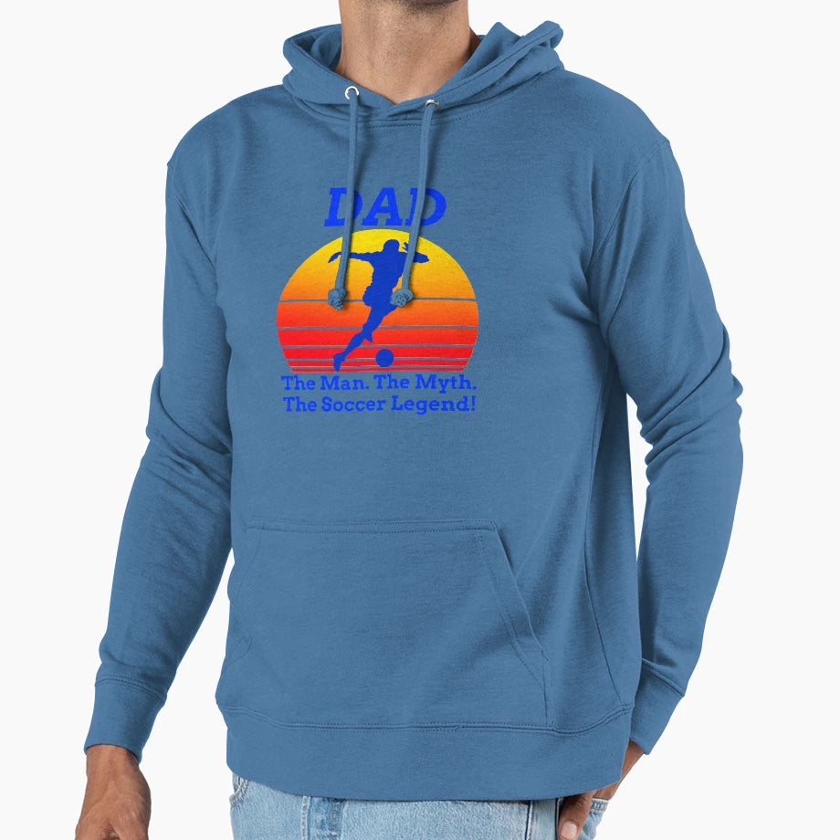 Dad Myth Soccer Legend Gifts Dad Hoodie - Graphic Print Unisex - T-Shirt, Sweatshirt, Hoodie