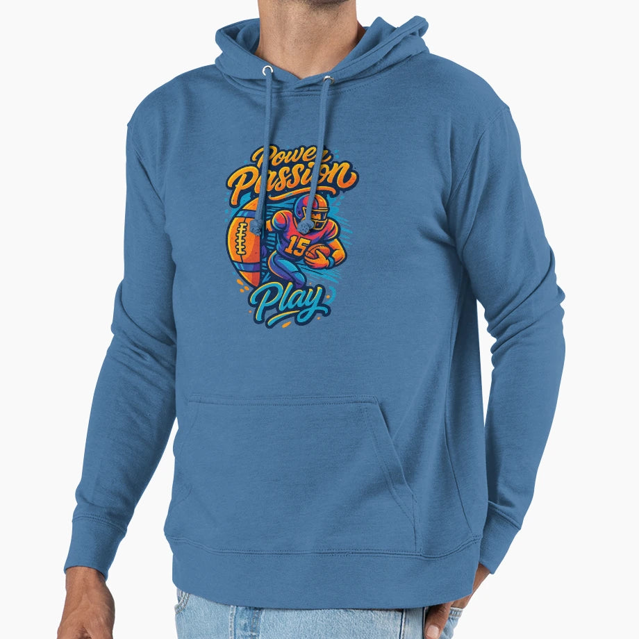 Power Passsion Play Football Playoff Hoodie - Casual Everyday Wear Unisex - T-Shirt, Sweatshirt, Hoodie