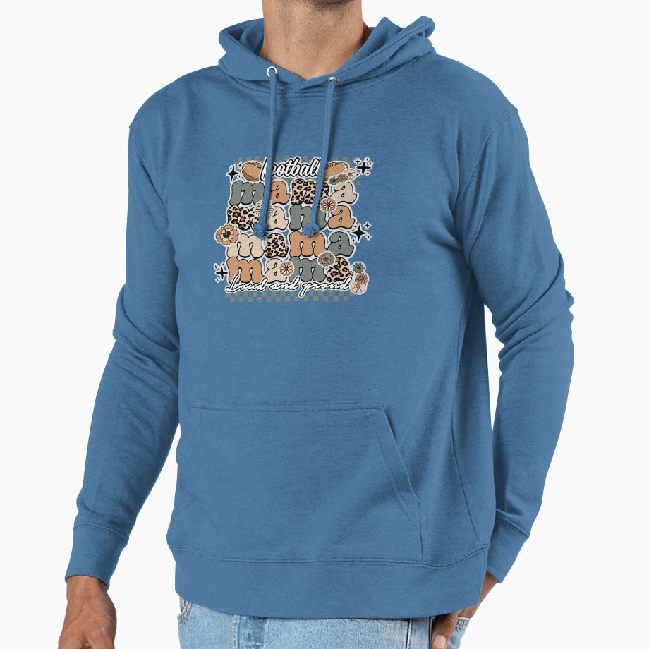 Football Mama Mothers Day Sport Mom Boho Hoodie - Graphic Print for Adults - T-Shirt, Sweatshirt, Hoodie
