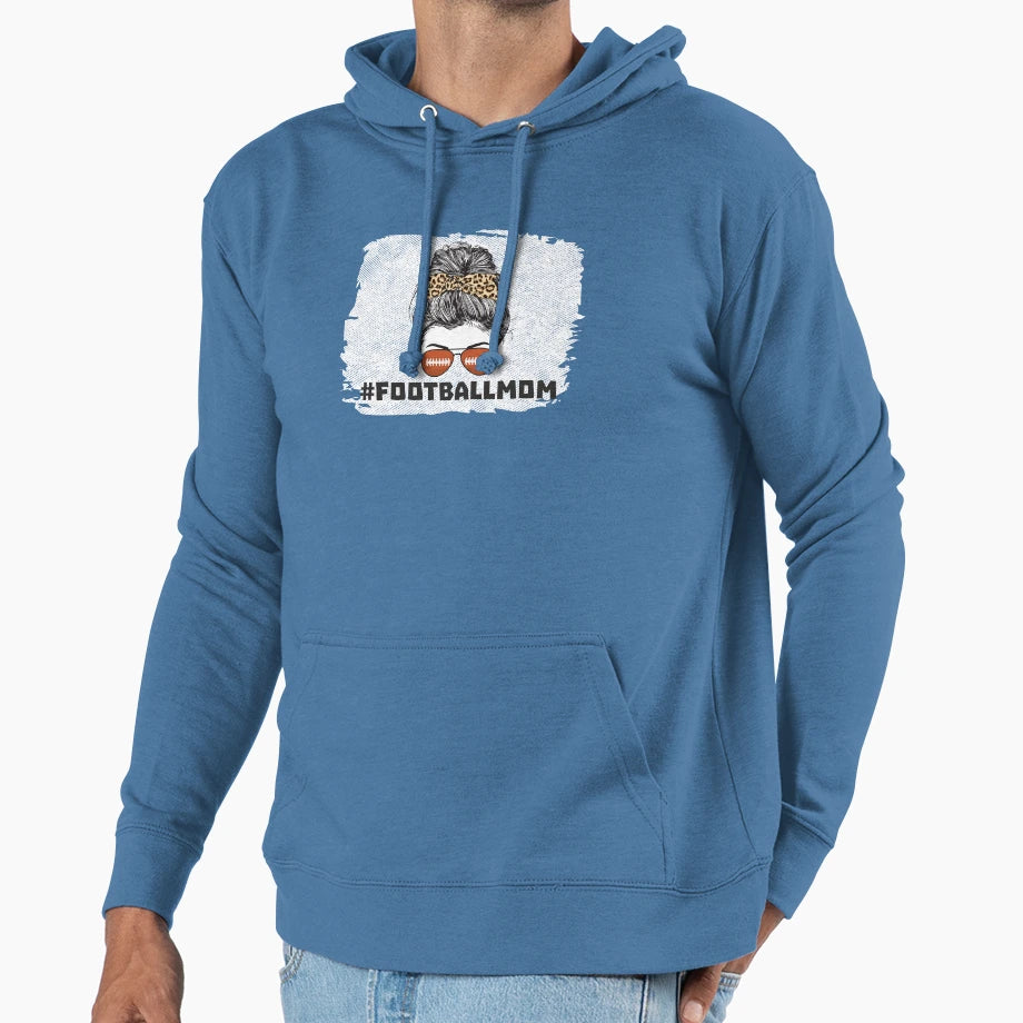 Football Mom Messy Bun Sunglasses Hoodie - Custom Art Print Men Women - T-Shirt, Sweatshirt, Hoodie