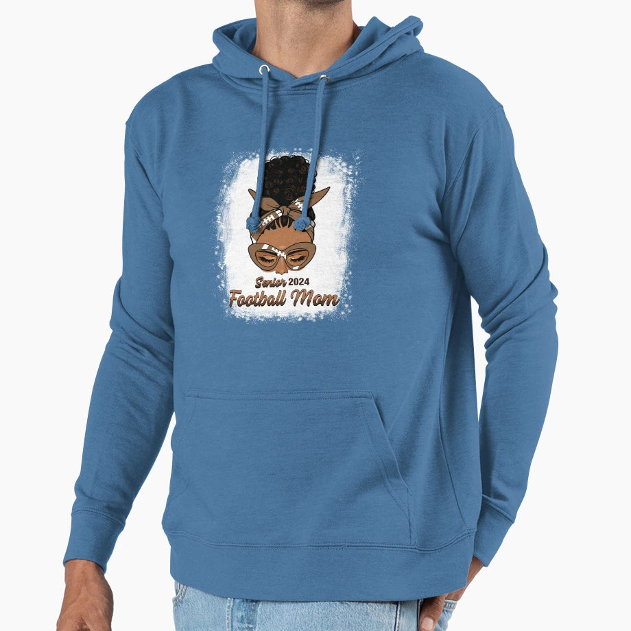 Afro Messy Bun Football Mom Funny T-Shirt - Fun Novelty Design for Adults - T-Shirt, Sweatshirt, Hoodie