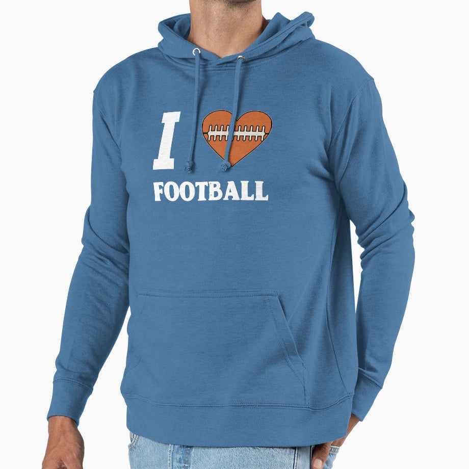 I Love Football T-Shirt - Graphic Print for Adults - T-Shirt, Sweatshirt, Hoodie