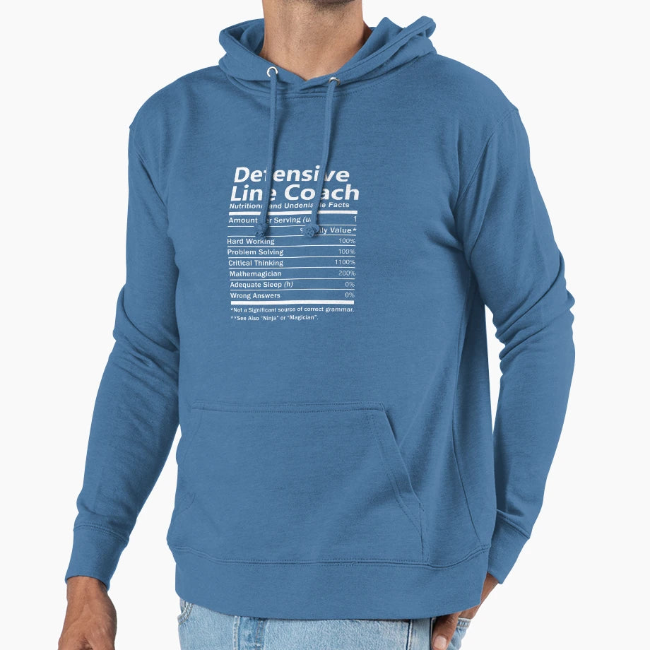 Defensive Line Coach Nutrition Factors T-Shirt - Trendy Graphic Men Women - T-Shirt, Sweatshirt, Hoodie