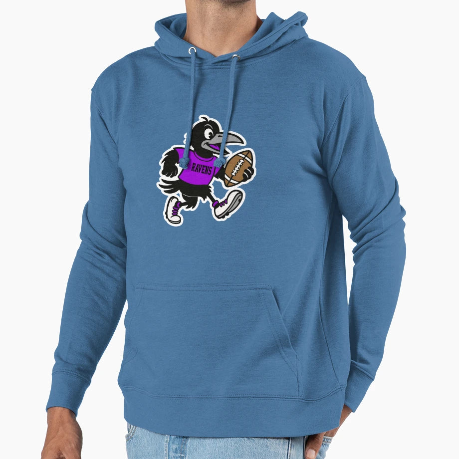 Raven Football Mascot Hoodie - Custom Art Print Men Women - T-Shirt, Sweatshirt, Hoodie