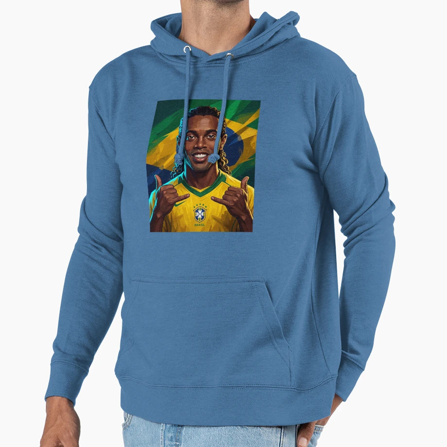Ronaldinho Hoodie - Unique Graphic for Adults - T-Shirt, Sweatshirt, Hoodie