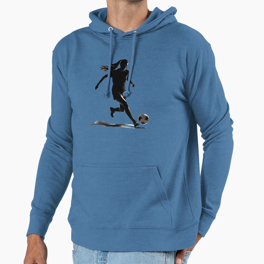 American Female Soccer Player Hoodie - Fun Novelty Design Unisex - T-Shirt, Sweatshirt, Hoodie