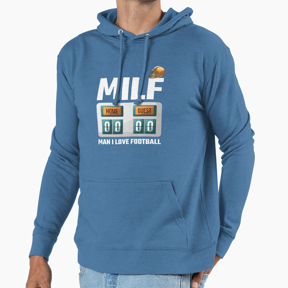 Milf I Love Football Funny Milf Hoodie - Custom Art Print for Adults - T-Shirt, Sweatshirt, Hoodie